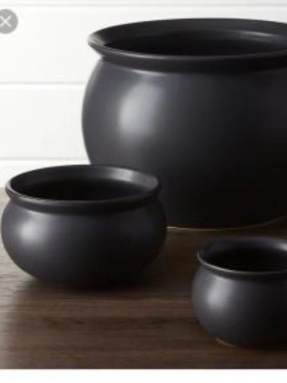 Crate and Barrel Small Ceramic Black Cauldron Bowl